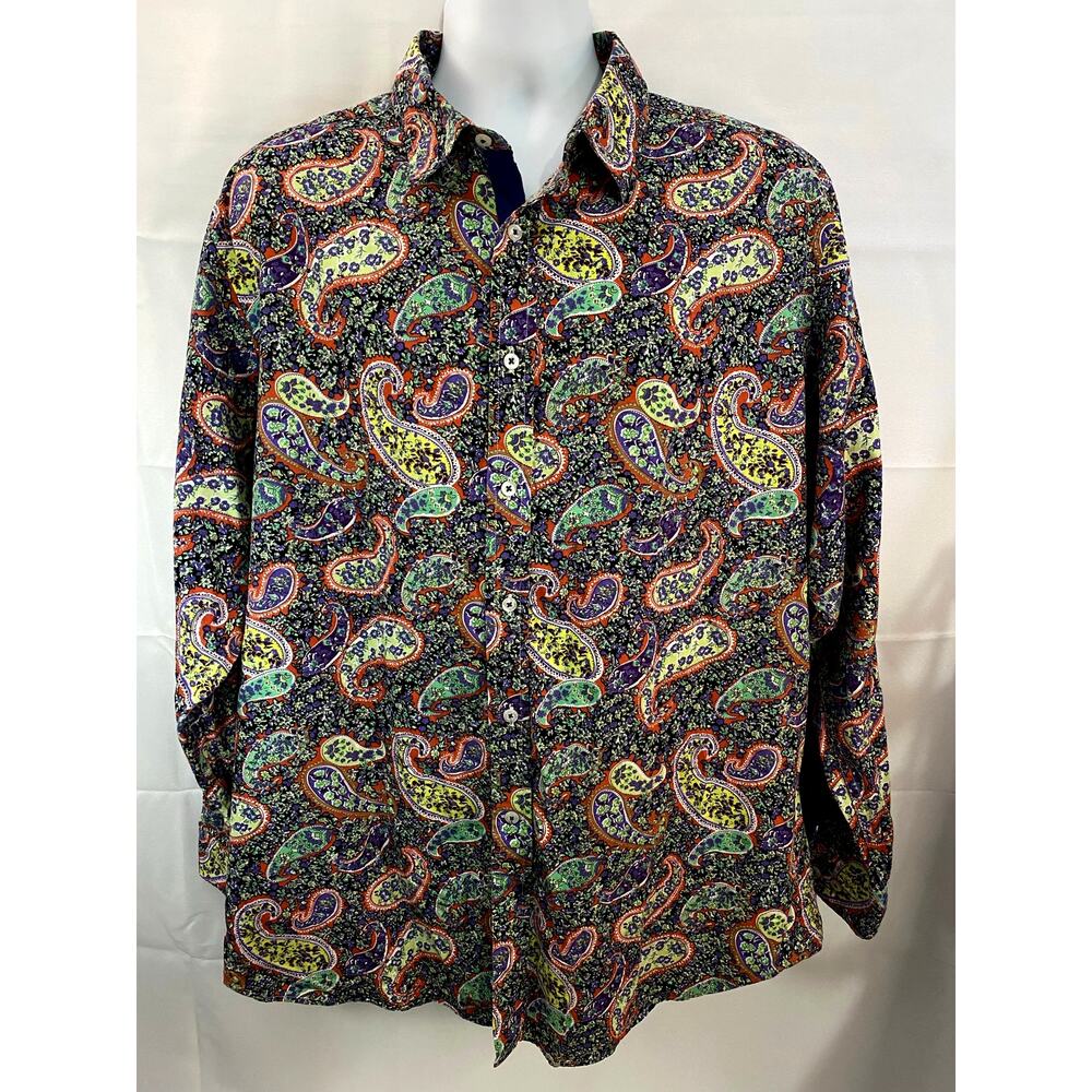 Men's CREMIEUX PREMIUM DENIM Colors Paisley STRETCH Shirt XXL